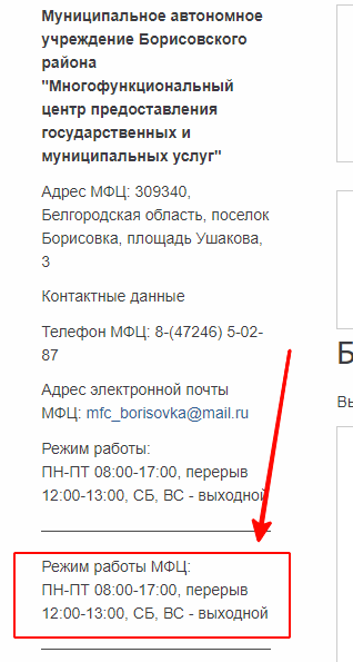 График работы