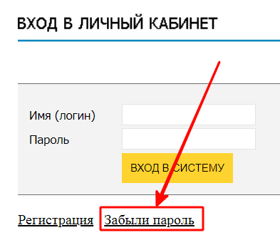 Кнопка восстановления пароля